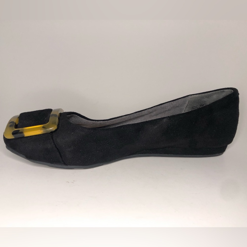 Kelly & Katie Black Suede Ballet Flat with Tortoise Buckle Size 6M - Picture 6 of 11